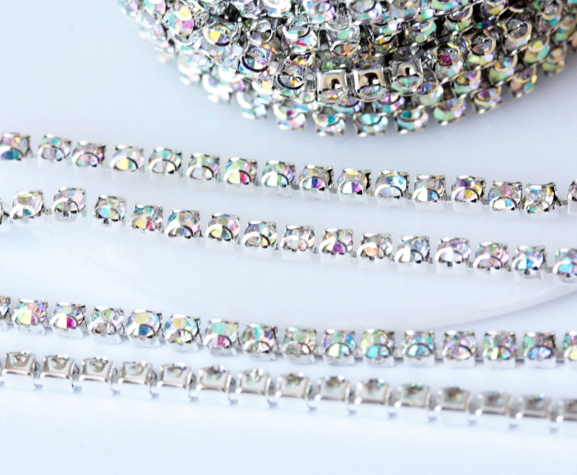 Ланцюжок стразовий Silver + Сrystal AB
